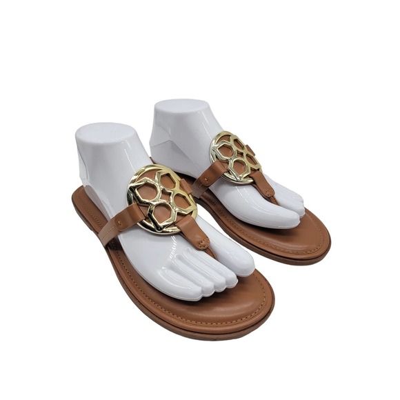 Kelly & Katie Shoes - Kelly & Katie Women's Faux Leather Dahlin Flip Flop Sandals Brown Size 9M